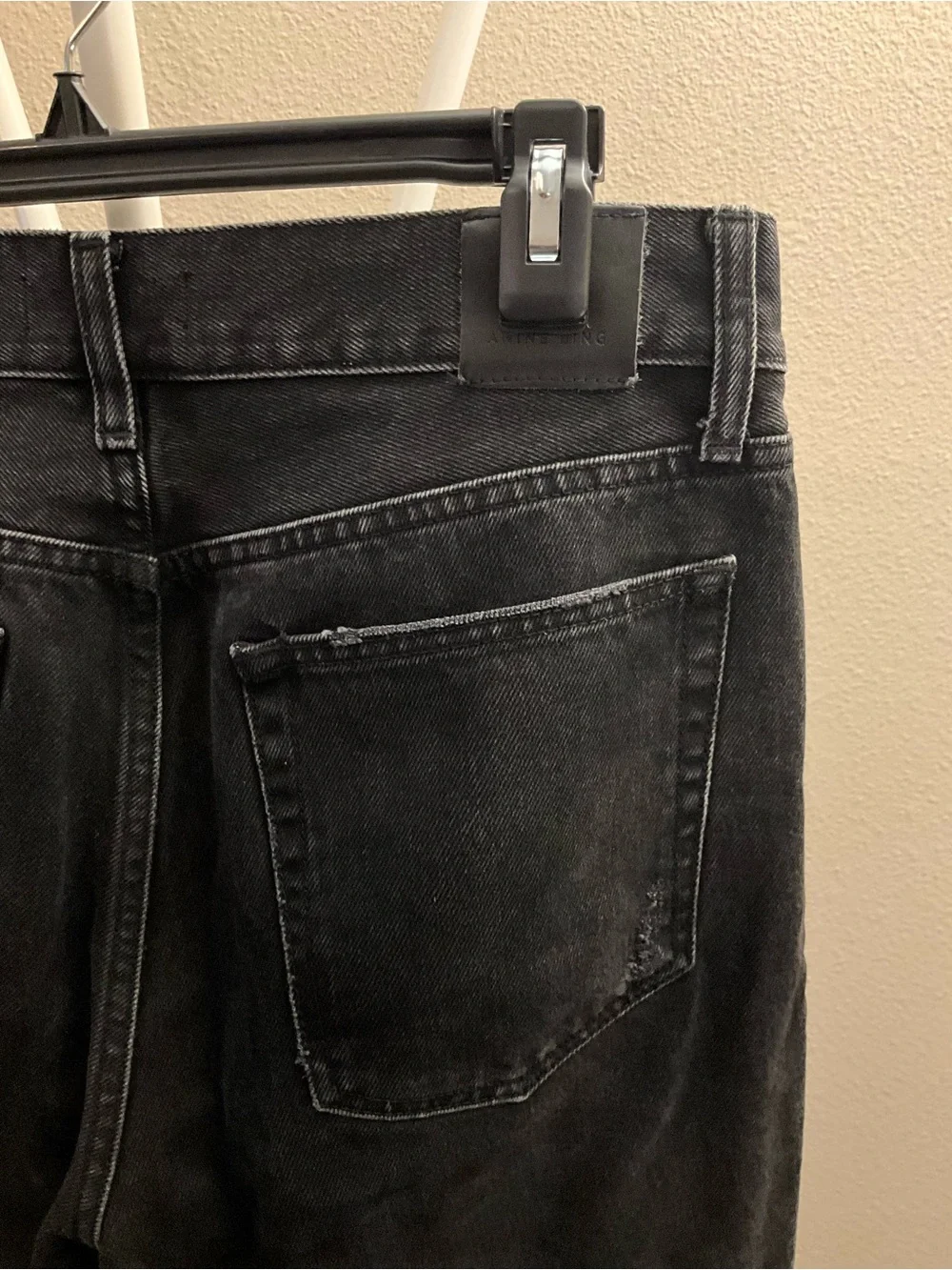 Anine Bing Black Distressed Straight leg Jeans